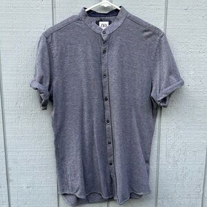 - - Zara men Mandarin neck button down short sleeve shirt